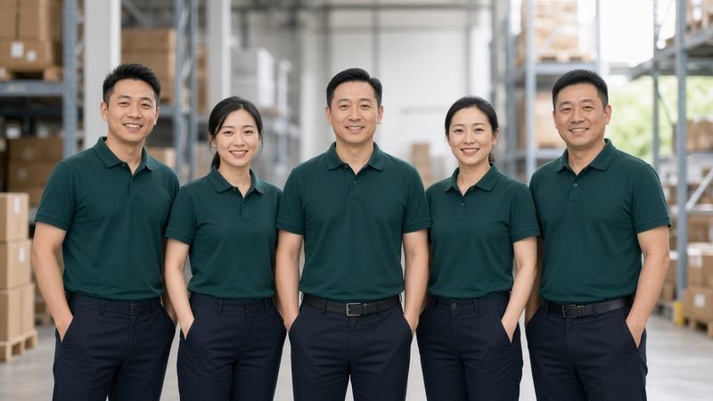 销售 · 操作 · 关务 · 客服理赔(样例团队照,正式合影可后台替换)